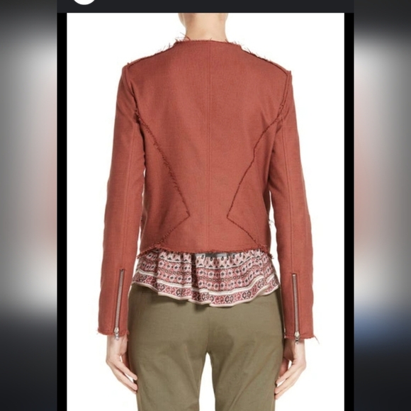 Veronica Beard Stevie Moto‎ Fringe Trim Rust Jacket 0 - Picture 4 of 7